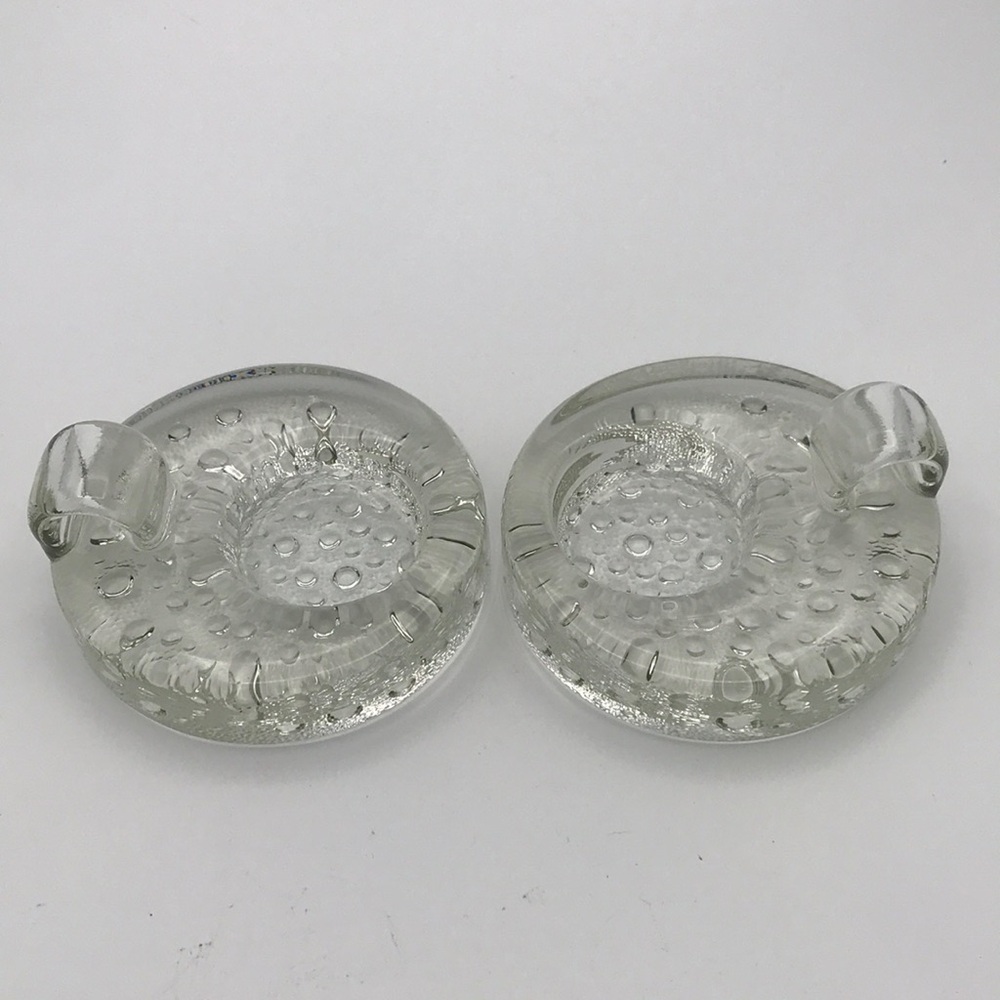 (2) VTG Svend Jensen Danish Bubble Glass Votive Candle Holders‎